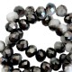 Top Glas Facett Perlen 4x3mm rondellen Anthracite-light grey half pearl high shine coating